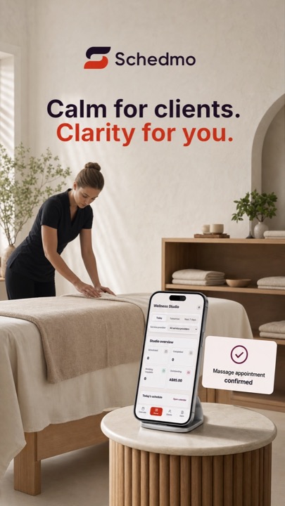 Schedmo booking experience for wellness practitioners